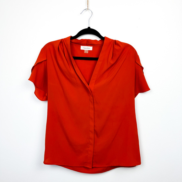 Calvin Klein Tops - Calvin Klein Short Sleeve Orange Blouse